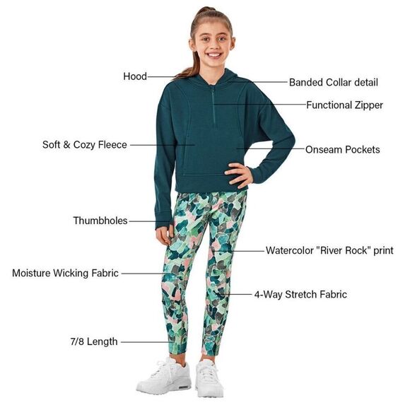 Member's Mark Girls 2 Piece Zip Hoodie and Legging Set Size 10/12 - Picture 3 of 15